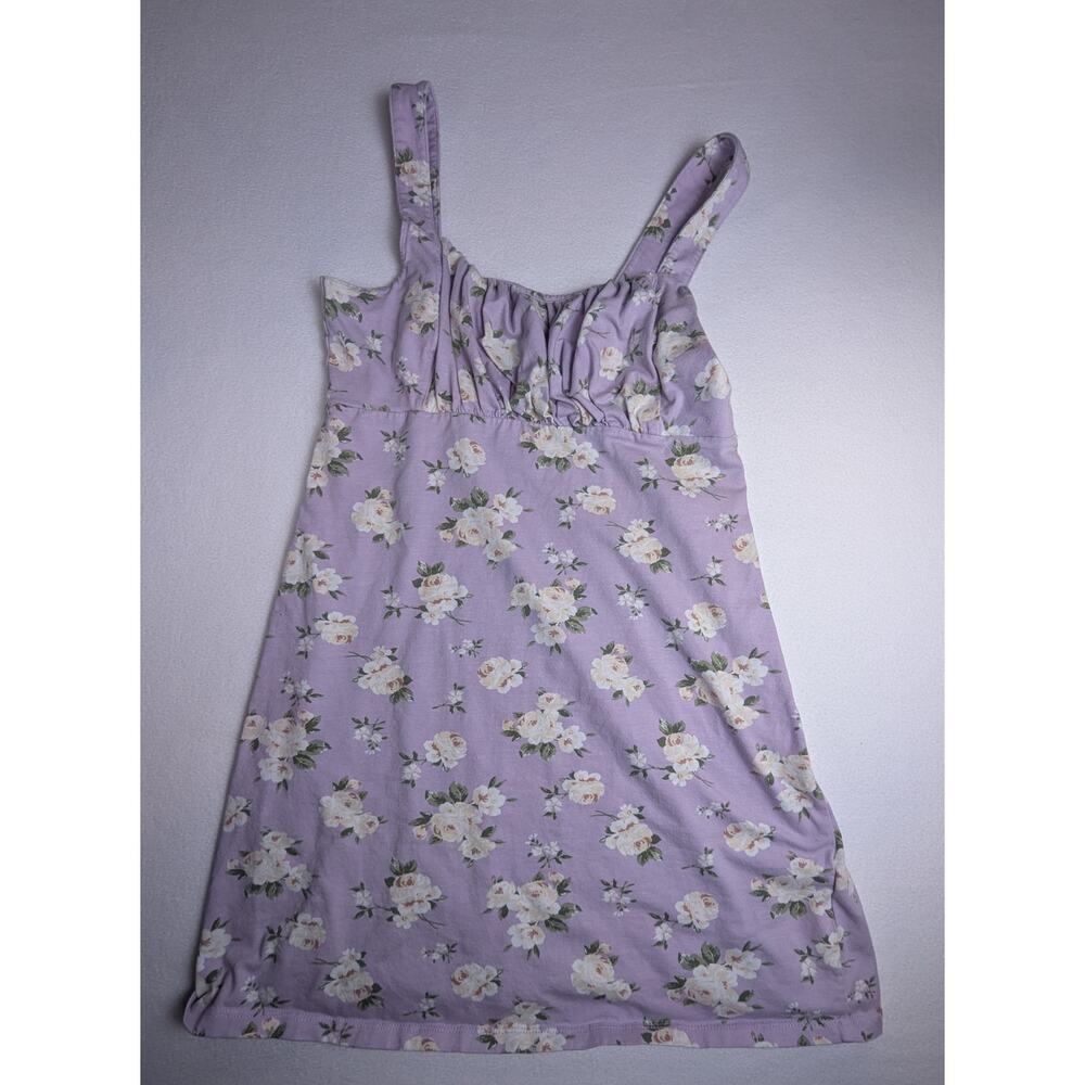 Hollister Lavender Floral Print Ruched Bust Panel Dress Size Medium
